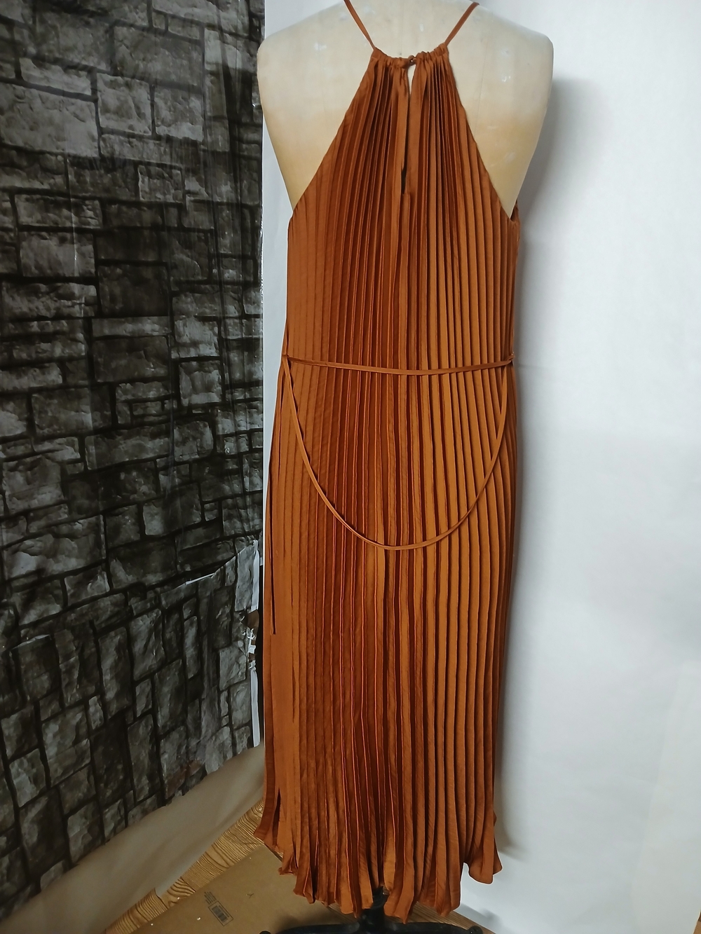 Banana Republic Pleated Maxi Dress in Rust Orange. - Picture 4 of 10